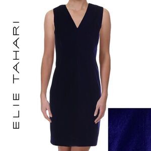 Elie Tahari Velvet Sheath Dress in Deep Royal Blue NWT